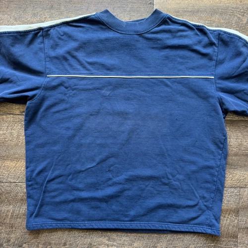VTG Y2K Mens 2XL Utility Brand Blank Striped Distressed Boxy Skate Sweatshirt - Picture 2 of 8