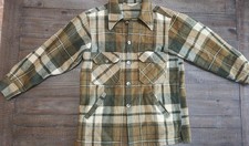 Vintage Woolrich Plaid Flannel Jacket Size 38 Coat Green Wool Made in USA.