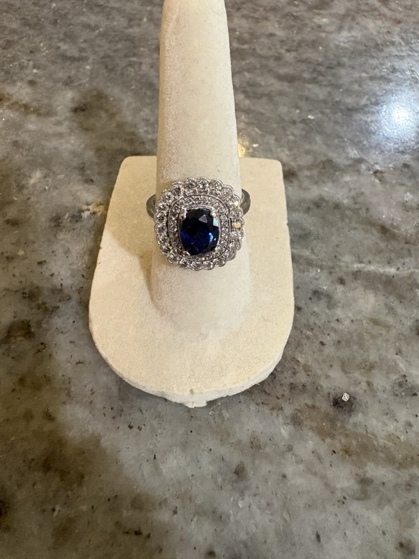 Diffused Sapphire & Diamond Ring 14 Ki