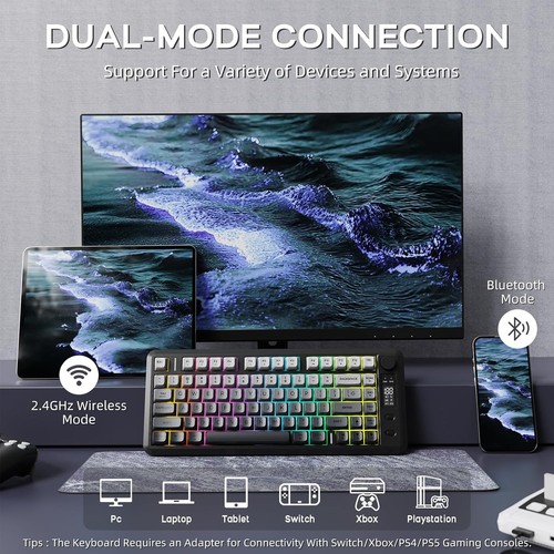 ATTACK SHARK M75 Wireless Membrane Gaming Keyboard - Picture 2 of 9