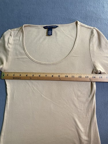 Camiseta Top Banana Republic Cuello Redondo Manga Corta Mujer Pequeña Beige Algodón - Imagen 3 de 7