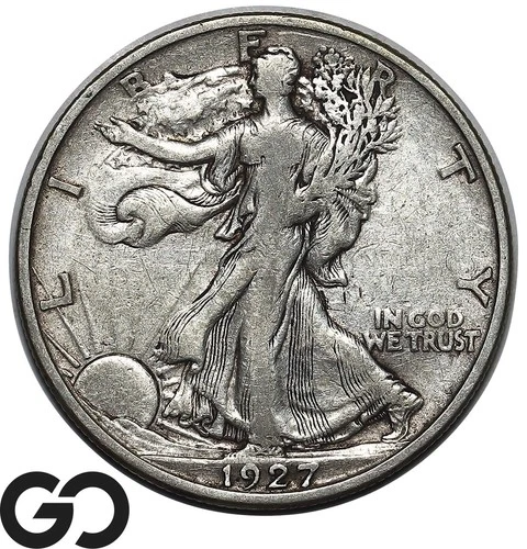 1927-S Walking Liberty Half Dollar, Lower Mintage Choice VF++/XF Better Date