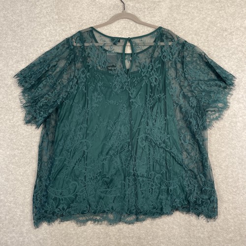 Torrid Womens Abbey Lace Blouse Size 4X Green Fairy Cottagecore Romantic - Picture 9 of 10