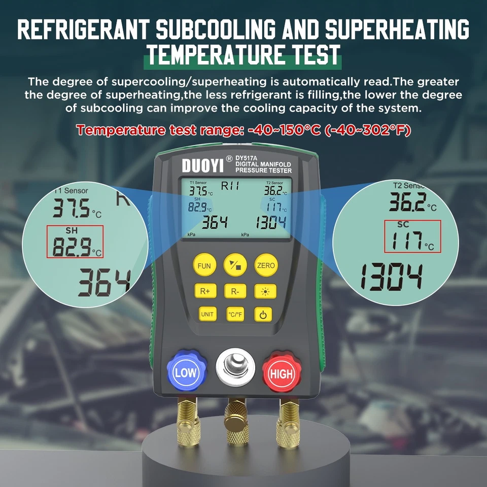 Juego de manómetros de CA prueba de presión de temperatura de vacío de climatización para R134A R1234 R600 R404a Foto 4 de 4