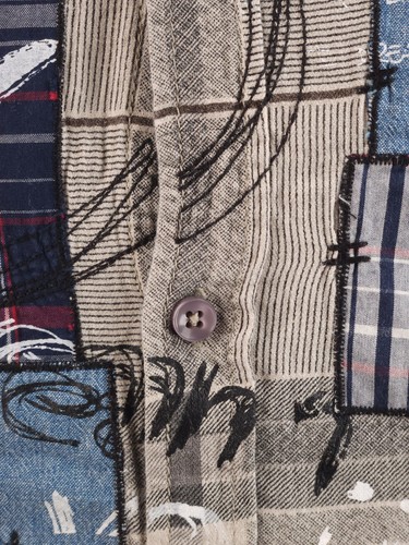 Camisa Desigual Gris Patchwork Camisa Abotonada Regular 2XL Franela Ligera - Imagen 5 de 19