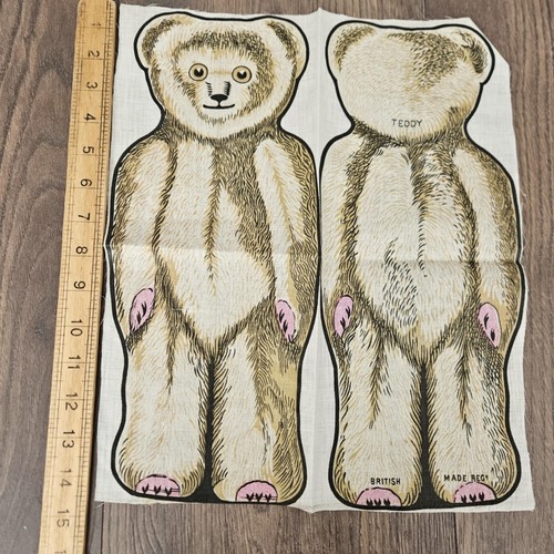 Oso de peluche antiguo vintage de tela de tela hecho en Gran Bretaña Sunshine Sieve Co - Imagen 4 de 6