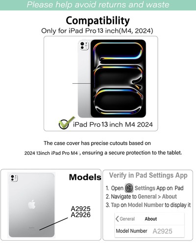 iPad Pro 13 inch (M4 2024) Case with Keyboard Detachable, Rugged Protective S... - Picture 2 of 9