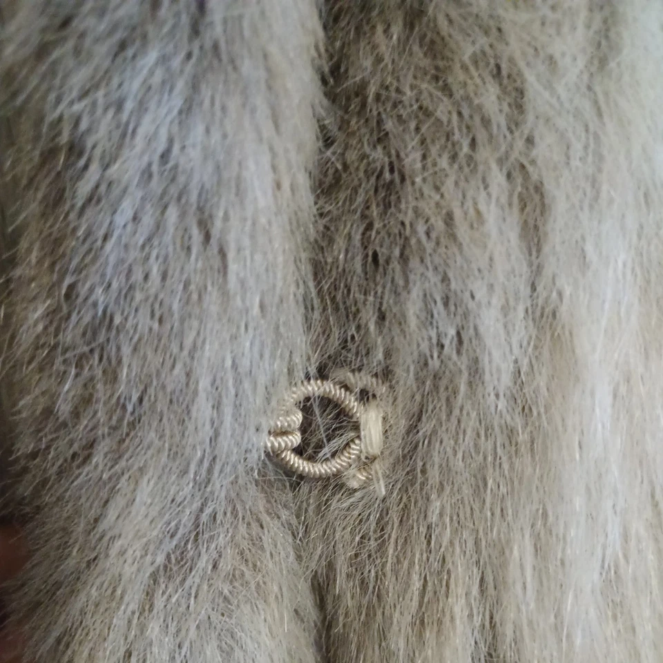 Abrigo largo de piel sintética vintage Monterey Fashions blanco/marrón talla pequeña hecho en EE. UU. Foto 4 de 4