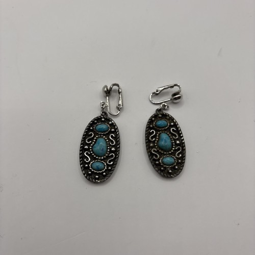Sarah Covy Teal Clip On Earrings  - Picture 2 of 3