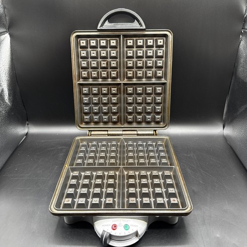 VillaWare Model 2001 UNO Belgian Waffler 4 Square Waffle Maker Chrome Tested - Picture 3 of 11