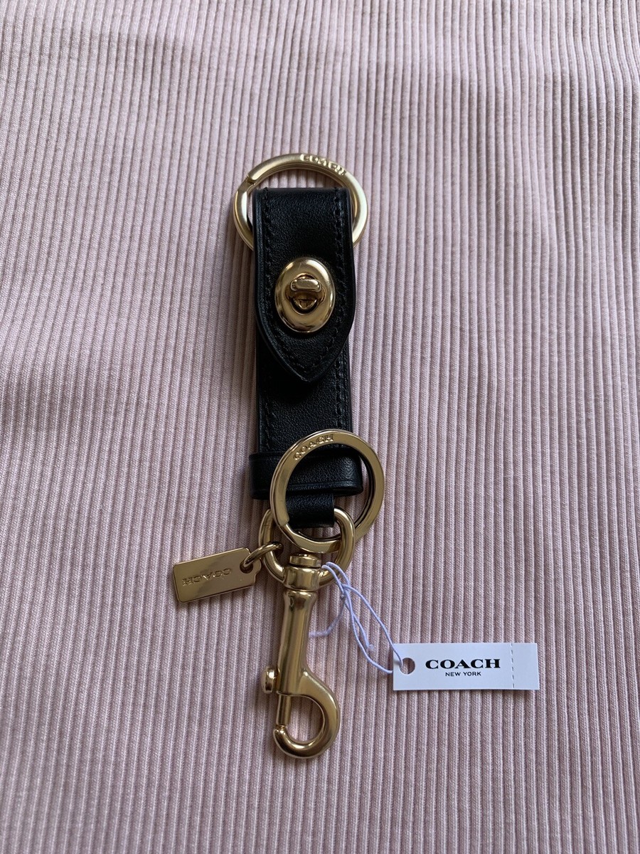 NWT Coach Leather Trigger Snap Bag Charm Valet Key Ring Fob