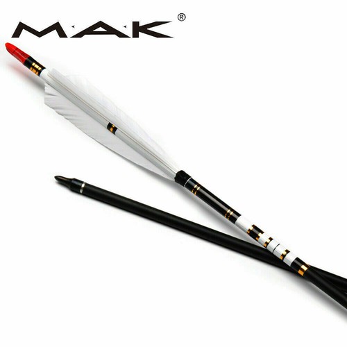31/33'' Spine 500 Carbon Arrows Turkey Feather 7.6mm Archery Hunting Shooting - Picture 5 of 18