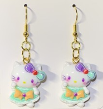 Gold Hello Kitty Colorful Drop Dangle Earrings 