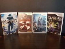 Wii Horror Bundle Lot Resident Evil COD World At War Obscure + Gun 3 Controllers