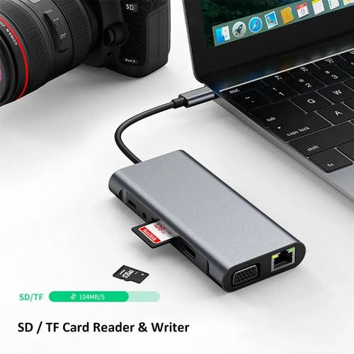 USB C HUB Adapter 11 in 1 with USB 3.0 4K-HDMI PD Docking Station For PC&Laptop - Picture 6 of 12