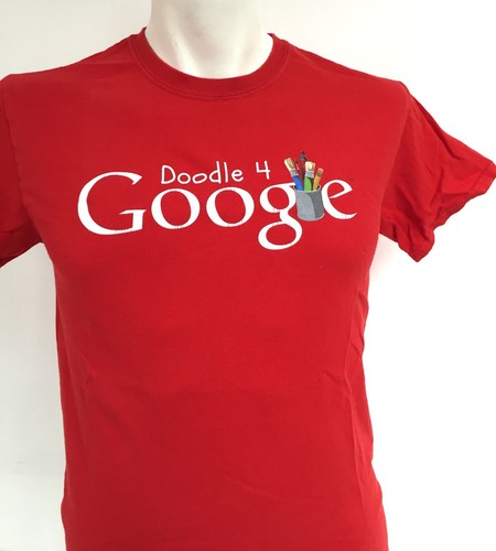 T-shirt Doogle 4 Google Small rossa pennelli arte grafica maglietta motore di ricerca - Foto 1 di 7