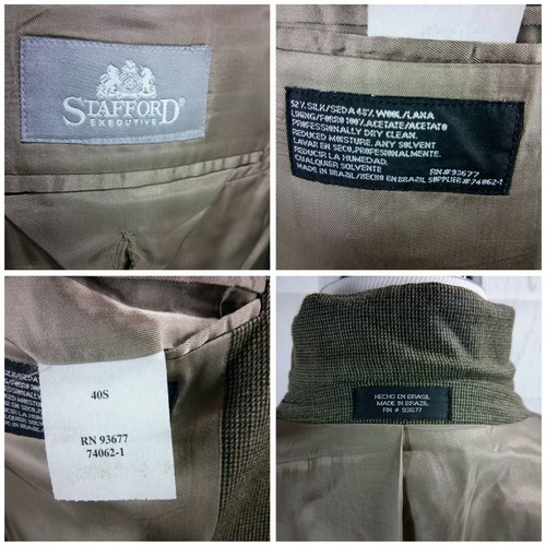 Stafford Executive 40S 3 Button Olive Brown Birdseye Suit Blazer Sports Coat - Picture 7 of 8