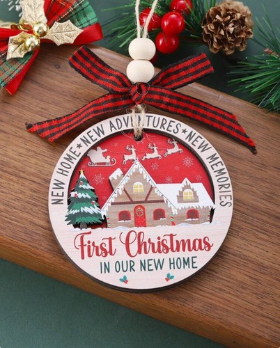 First Christmas in Our New Home Ornament Hanging Plaque Bauble Gift - Picture 3 of 6