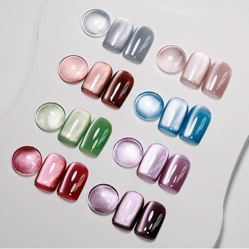 Cat Eye Gel Nail Polish Set, 8 Colors Magnetic Ceramic Gel, Soak off Nail Art