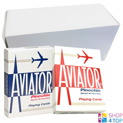 12 DECKS AVIATOR PINOCHLE STANDARD INDEX 6 BLAU 6 ROT POKER SPIELKARTEN BOX NEU