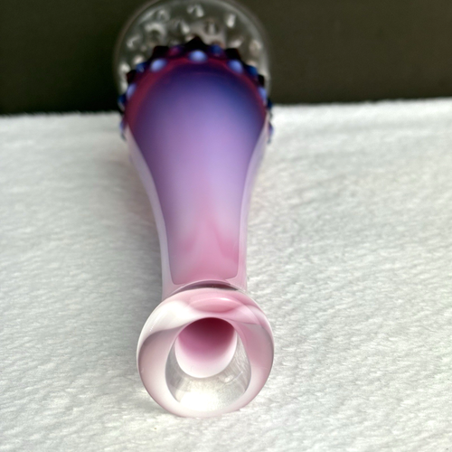 RARO! Jarrón de vidrio artístico oscilante Hobnail ciruela opalescente MCM Fenton ¡años 60! - Imagen 7 de 7