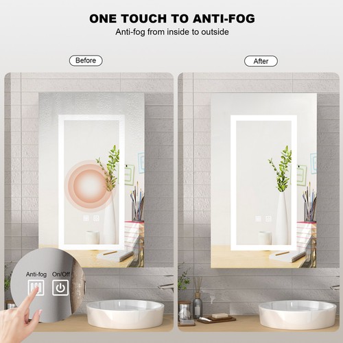 LED Bathroom Medicine Cabinet Touch 3 Color Light Wall Mounted Mirror Cabinet - Picture 64 of 104