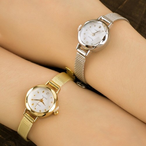 Reloj De Pulsera Para Mujer Oro Cuarzo Correa De Malla De Metal Acero Inoxidable - Bild 6 von 13
