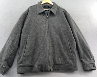 VTG Gap Jacket Mens Size XXL Gray Wool Long Slv Full Zip Collared Jacket 90s Y2K