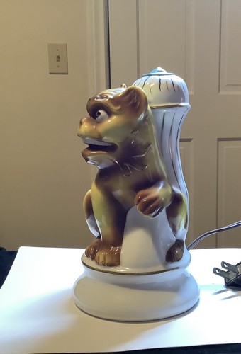 Vintage Foo Dog Porcelain Perfume Lamp Electric Night Light 8 Inch Figure Works - Picture 2 of 13