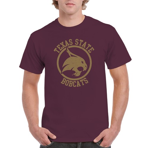 Texas State Bobcats Distressed Circle Logo T-Shirt - Maroon - Picture 3 of 6