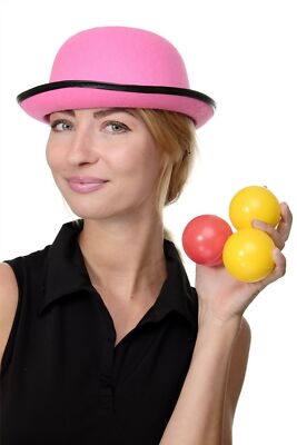 Karneval Fasching Hut Melone Bowler Hat pink Zirkus Cabaret Burlesque VJ-055