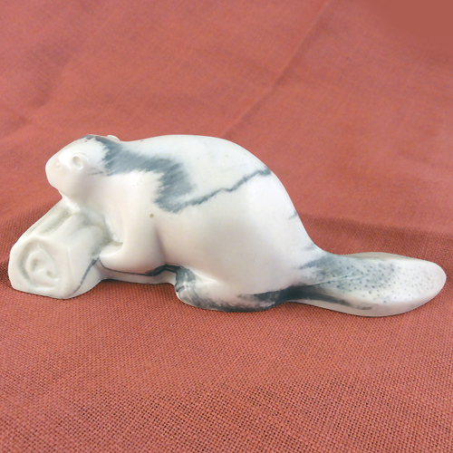 BEAVER figurine 2" tall Marblecraft made Canada NEW NEVER SOLD Pearlite marble - Picture 2 of 5