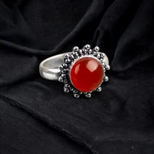 Carnelian Gemstone 925 Sterling Silver Ring Handmade Jewelry Ring For Gift