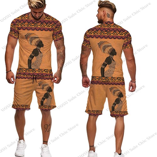 Man Summer Short Sleeve Print Tees/Shorts T Shirt Shorts Tracksuit Set - Picture 5 of 33