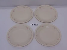 CORELLE ENGLISH BREAKFAST PINK & BLUE LOT OF 4 PLATES 6 3/4" BREAD & BUTTER