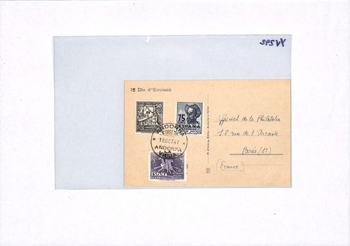 SPAIN USED ANDORRA FDC 1947 Encamp Radio Andorra Postcard France Paris YV292 - Picture 12 of 12