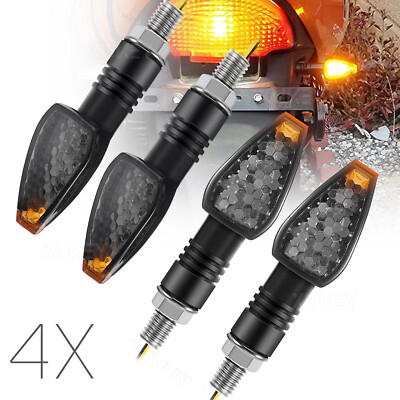 4X Smoke Mini LED Motorcycle Turn Signals Indicator Blinker Amber Universal