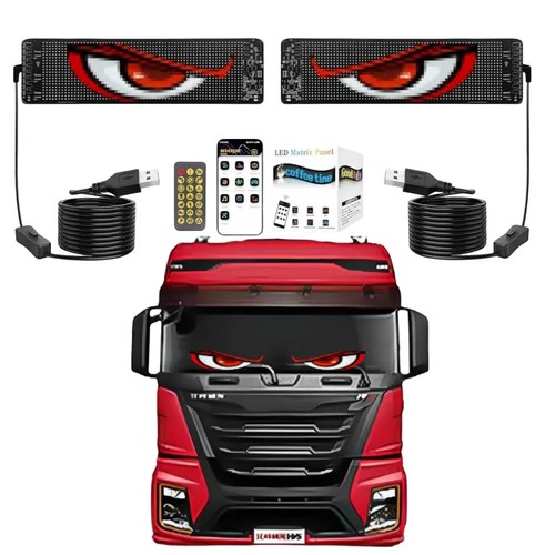 2PCS Devil Eyes Light For Car Window Flexible LED Display Screen Panel Dynamic