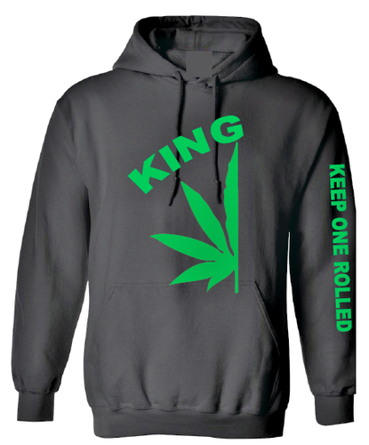 King & Queen hoodies for best buds 420 Green design Black Hooded Sweatshirt - Picture 2 of 7