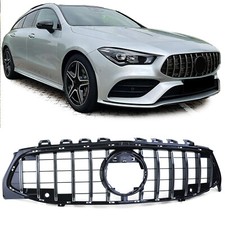 Passt für Mercedes CLA X118 2019- mit PDC Sport Kühlergrill Schwarz Glanz Chrom