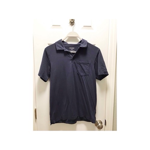 Rhone Herren Strick Poloshirt Dunkelblau Größe Small Brusttasche