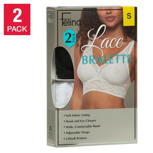 Felina Ladies 2 Pack Lace Bralette - Picture 2 of 12