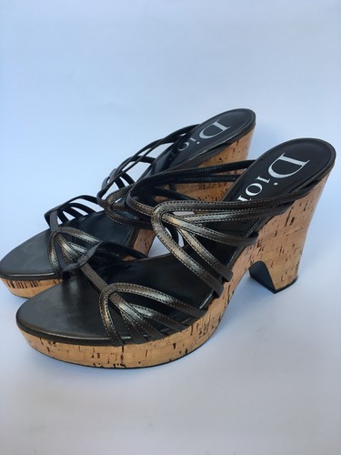 Christian DIOR Gray Leather Platform Summer Clogs