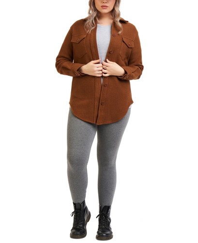 MSRP $89 Black Tape Brown Textured Cuffed Sleeve Collared Button Up Size 1X - Picture 2 of 2