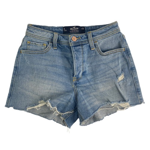 Hollister Size 0 W24 Girls Shorts Distress High Rise Mom Short 3” Stretch Denim - Picture 1 of 6