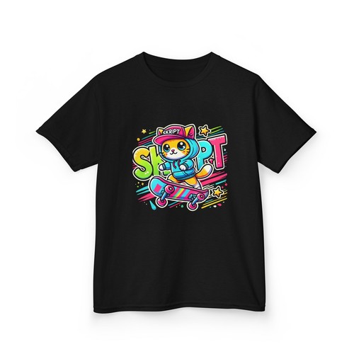 Kids Tee, Cool Skate Cat Shirt - Fun Gift for Boys and Girls, Playful Summer - Picture 14 of 51