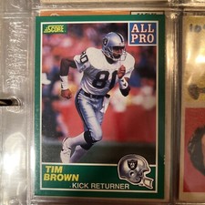 1989 Score Football Card TIM BROWN #305 Rookie RC ERROR (Shows James Lofton)   
