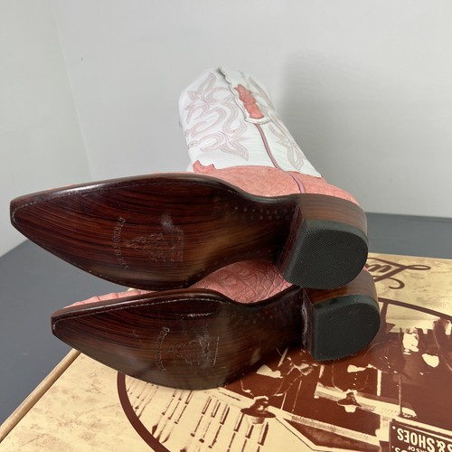 Old Gringo stivali da cowboy in pelle di alligatore bianco rosa da donna taglia 7,5 nuovi con scatola - Foto 11 di 12
