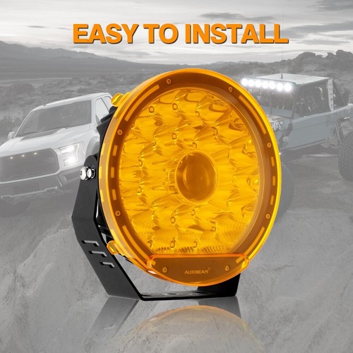 AUXBEAM 2PCS 9" Round LED Light Bar Driving Fog Light Amber Cover Shield - Picture 7 of 12