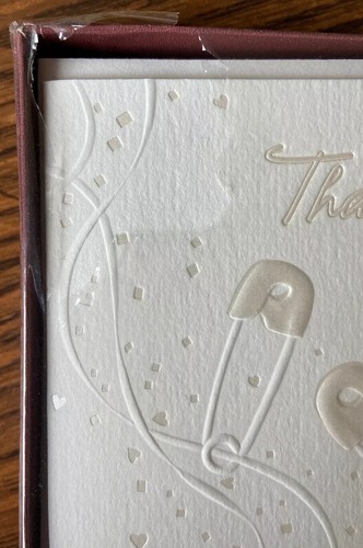 Hallmark Baby Thank You Note Cards Blank Inside Box of 10 w/Envelopes Safety Pin - Picture 2 of 2